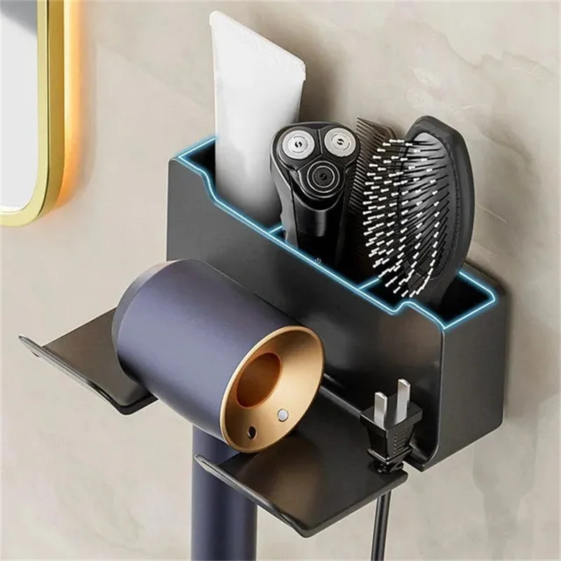 1PC Hair Dryer Holder Wall Mounted Self Adhesive Blow Dryer Holder Rack Dyson Hair Dryer Organizer Storage Bathroom Accessories