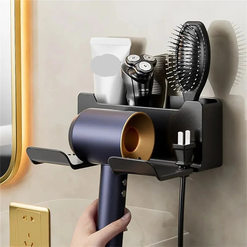 1PC Hair Dryer Holder Wall Mounted Self Adhesive Blow Dryer Holder Rack Dyson Hair Dryer Organizer Storage Bathroom Accessories