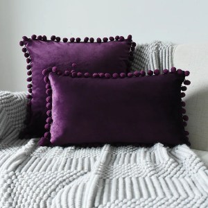 Inyahome Decorative Soft Velvet Throw Pillow Covers Solid Plain Large Sofa Cushion Case Big House Pom pom Cozy Pillowcase - Image 19