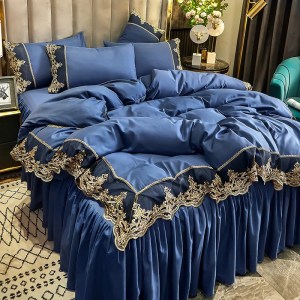 Summer European Ice Rayon Bed Skirt Bedding Set Skin-Friendly Silky Quilt Kit for Sleepers Ice Silk Cozy Cooling Bedspread Sets - Image 9