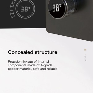 Luxury black shower system with wall mounted design LED digital display for dual control of hot & cold Simple bathroom Tap - Image 11