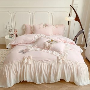 3pcs White Bedding set ruffles Duvet Cover Set - Image 5