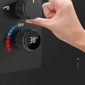 Luxury black shower system with wall mounted design LED digital display for dual control of hot & cold Simple bathroom Tap - Image 9