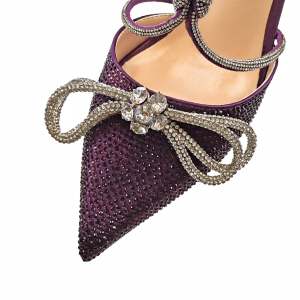 QSGFC Latest Party Women's Shoes and Bags Set Pointed Toe High Heels Full Upper Inlaid D.Purple Color Rhinestones - Image 8