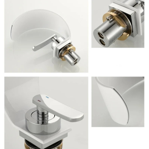 GEGVE Waterfall Washbasin Faucets Mixer Tap Sink Hot&cold Water Hydrant Iron To Sink A Bathtub Bathroom Sink tap tap Black White - Image 7