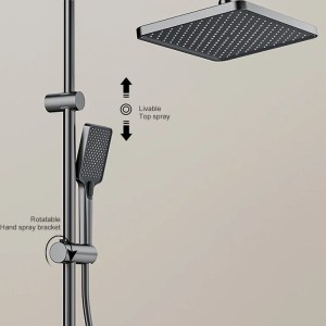 Grey Piano Button Ambient Light Bathroom Shower Full Set Digital Display Shower System Sets Rain Faucets Shower Head - Image 4