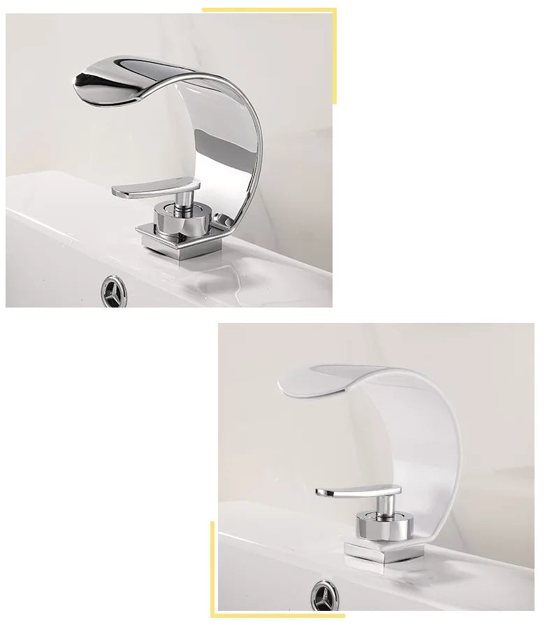 GEGVE Waterfall Washbasin Faucets Mixer Tap Sink Hot&cold Water Hydrant Iron To Sink A Bathtub Bathroom Sink tap tap Black White
