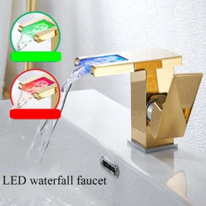 Luxury LED Black Basin Faucet Tall And Short Tap Bathroom Single Handle Cold and Hot Water Flow Produces Electricity - Image 2