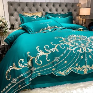 European-Style Bed Sheet Four-Piece Set 100 Cotton High-End Atmospheric Ice Silk Quilt Cover Pure Cotton Bedding - Image 3
