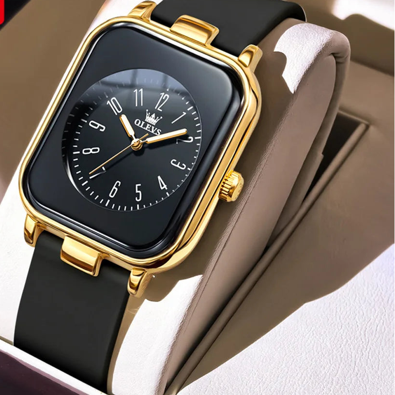 OLEVS square watch simple trendy silicone tape quartz watch women's watch 9961