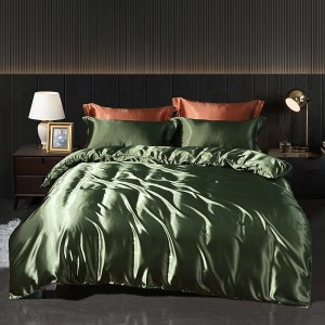 Luxury Satin  Bedding Set With Fitted Sheet Duvet Cover High End Bedding Sets High Density Satin  Solid Color Bedding - Image 2