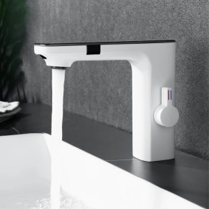 intelligent brass bathroom faucet induction design LED light temperature display 1 hole single handle cold & hot basin Tap - Image 8