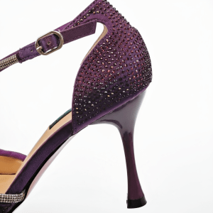 QSGFC Latest Party Women's Shoes and Bags Set Pointed Toe High Heels Full Upper Inlaid D.Purple Color Rhinestones - Image 7