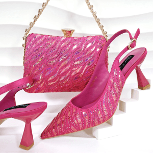 MC Nigerian Style Women Heels Party Shoes and Bags Fashion Stiletto Pointed Toe Shoes and Shiny Clutches Elevate - Image 3