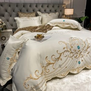 European-Style Bed Sheet Four-Piece Set 100 Cotton High-End Atmospheric Ice Silk Quilt Cover Pure Cotton Bedding - Image 2