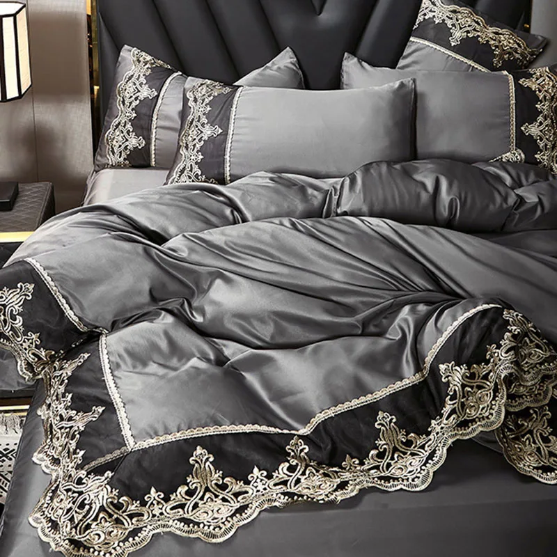 Summer European Ice Rayon Bed Skirt Bedding Set Skin-Friendly Silky Quilt Kit for Sleepers Ice Silk Cozy Cooling Bedspread Sets