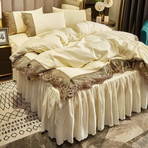 Summer European Ice Rayon Bed Skirt Bedding Set Skin-Friendly Silky Quilt Kit for Sleepers Ice Silk Cozy Cooling Bedspread Sets - Image 10