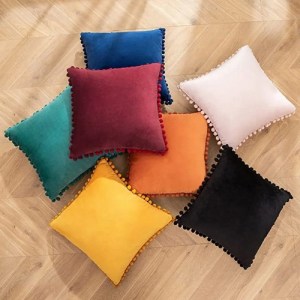 Inyahome Decorative Soft Velvet Throw Pillow Covers Solid Plain Large Sofa Cushion Case Big House Pom pom Cozy Pillowcase - Image 26
