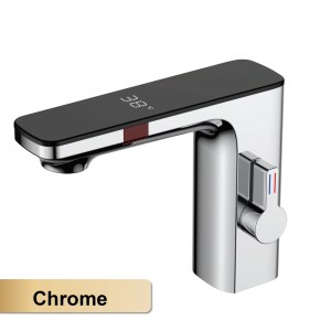 intelligent brass bathroom faucet induction design LED light temperature display 1 hole single handle cold & hot basin Tap - Image 4