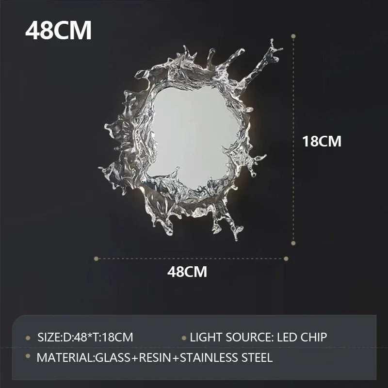 Art Water Flower With Mirror Wall Light Modern Led Wall Lamp