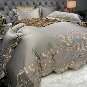 European-Style Bed Sheet Four-Piece Set 100 Cotton High-End Atmospheric Ice Silk Quilt Cover Pure Cotton Bedding - Image 10