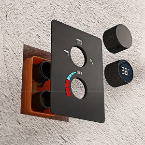 Luxury black shower system with wall mounted design LED digital display for dual control of hot & cold Simple bathroom Tap - Image 18