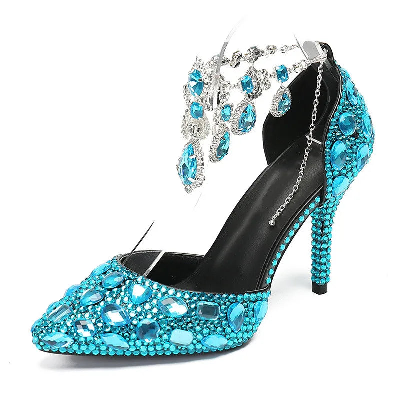 Crystal Pendant Banquet High heels  Prom Wedding Shoes