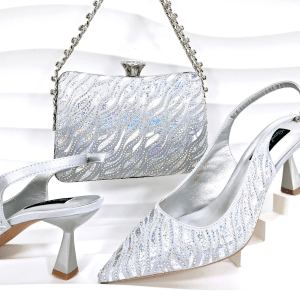 MC Nigerian Style Women Heels Party Shoes and Bags Fashion Stiletto Pointed Toe Shoes and Shiny Clutches Elevate - Image 5