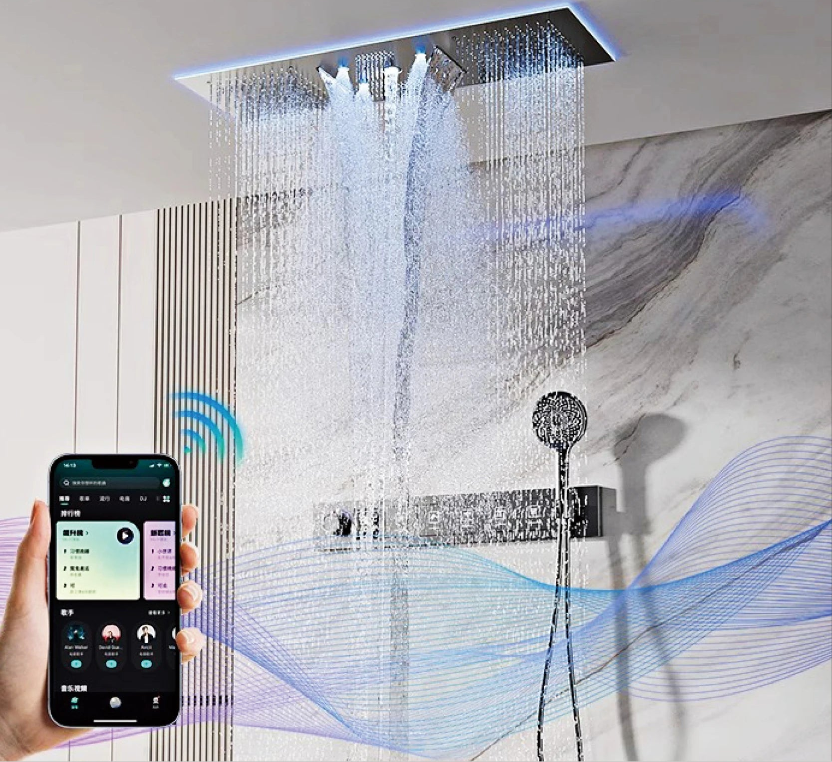 The MC Luxury Brass Gunmetal LED Display Thermostatic Shower System