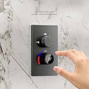Luxury black shower system with wall mounted design LED digital display for dual control of hot & cold Simple bathroom Tap - Image 20