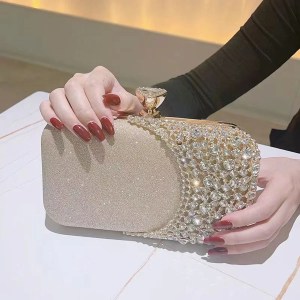 Hollow Out Fashion Women Evening Bags With Diamonds Shoulder Chain Handbags Wedding Bridal Female Purse Sequined Holder - Image 2